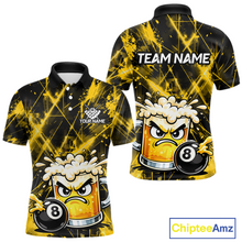 Load image into Gallery viewer, Custom Yellow Funny Beer Billiard Shirt for Men Billiard Jersey 8 Ball Pool Shirt Outfit BHT23