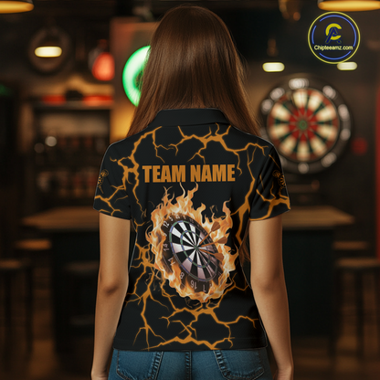 Custom Orange Flame Dart Shirt for Women Dart Jersey for Team Dart Gift Polo & 1/4 Zip DHT7