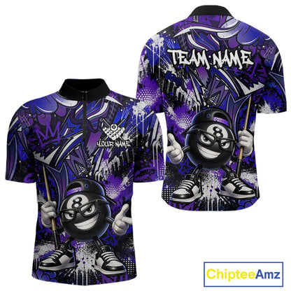 Purple and blue quarter-zip jersey with cartoon character and 'Team Name' text, Chiptee Amz branding visible.