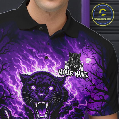 Custom Panther Bowling Shirt for Men Bowling Team Jersey Bowling Outfit Polo & Quarter-Zip QZT970
