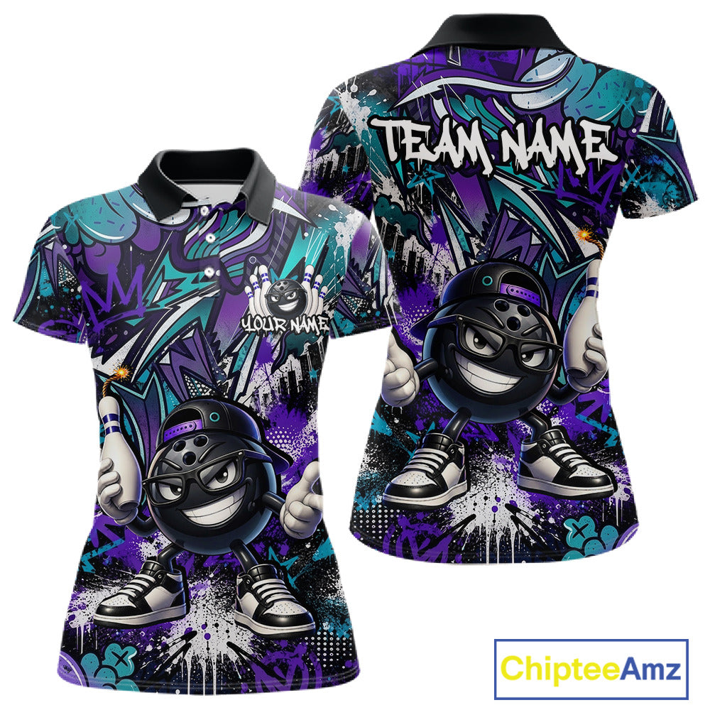 Colorful polo shirt with cartoon character and 'Team Name' text, featuring the brand 'Chiptee Amz'.