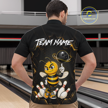 Load image into Gallery viewer, Black &amp; Gold Funny Bee Bowling Shirt for Men Custom Bowling Team Jersey League Polo &amp; Quarter-Zip QZT1008