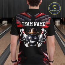 Load image into Gallery viewer, Custom Black &amp; Red Funny Cowboy Bowling Shirt for Men Polo &amp; 1/4-Zip Bowling League QZT840