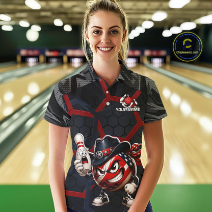 Custom Funny American Flag Bowling Shirt for Women Bowling Team Jersey Bowling Outfit QZT1123