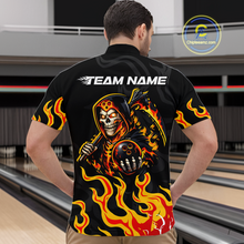 Load image into Gallery viewer, Custom Orange Flame Skull Bowling Shirt for Men Bowling Jersey League Bowling Gifts QZT842