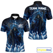 Load image into Gallery viewer, Blue Thunder Lightning Bowling Shirt for Men Bowling League Jersey Polo &amp; Quarter-Zip Bowling Outfit QZT932