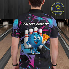 Load image into Gallery viewer, Custom Blue &amp; Pink Funny Bowling with Food Bowling Shirt Bowling Jersey for Men QZT797