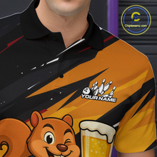 Load image into Gallery viewer, Funny Squirrel and Beer Bowling Team Shirt for Men Custom Bowling League Jersey Bowling Outfit QZT813