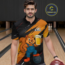 Load image into Gallery viewer, Funny Squirrel and Beer Bowling Team Shirt for Men Custom Bowling League Jersey Bowling Outfit QZT813