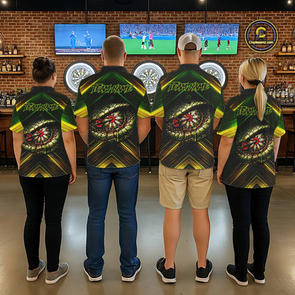 Yellow & Green Cobra Snake Dart Shirts for Women Custom Dart Team Jersey Polo & 1/4-Zip Dart Outfit DHT22
