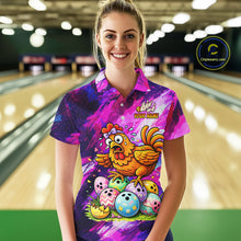 Load image into Gallery viewer, Custom Funny Chicken Bowling Team Shirt for Women Easter Bowling League Jersey Polo &amp; 1/4-Zip QZT939