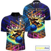 Load image into Gallery viewer, Multicolor Funny Dachshund Bowling Shirt Custom Bowling Team Jersey for Men Polo &amp; Quarter-Zip Bowling Outfit QZT941