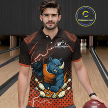 Load image into Gallery viewer, Custom Funny Orange Rhino Bowling Team Shirt for Men Bowling Jersey Polo, Quarter-Zip Outfit QZT805