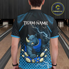 Load image into Gallery viewer, Custom Funny Blue Rhino Bowling Team Shirt for Men Bowling Jersey Polo, Quarter-Zip Outfit QZT805