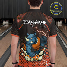 Load image into Gallery viewer, Custom Funny Orange Rhino Bowling Team Shirt for Men Bowling Jersey Polo, Quarter-Zip Outfit QZT805
