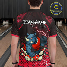 Load image into Gallery viewer, Custom Funny Red Rhino Bowling Team Shirt for Men Bowling Jersey Polo, Quarter-Zip Outfit QZT805