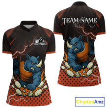 Load image into Gallery viewer, Custom Funny Orange Rhino Bowling Team Shirt for Women Bowling Jersey Polo, Quarter-Zip Outfit QZT805