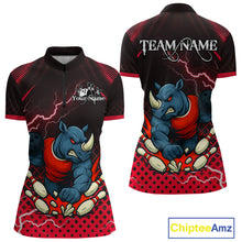 Load image into Gallery viewer, Custom Funny Red Rhino Bowling Team Shirt for Women Bowling Jersey Polo, Quarter-Zip Outfit QZT805