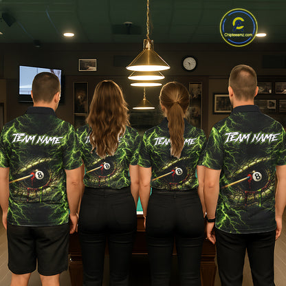 Custom Green Cobra Snake Billiard Jersey for Women 8 Ball Billiard Shirt for Team Polo & 1/4 Zip BHT8