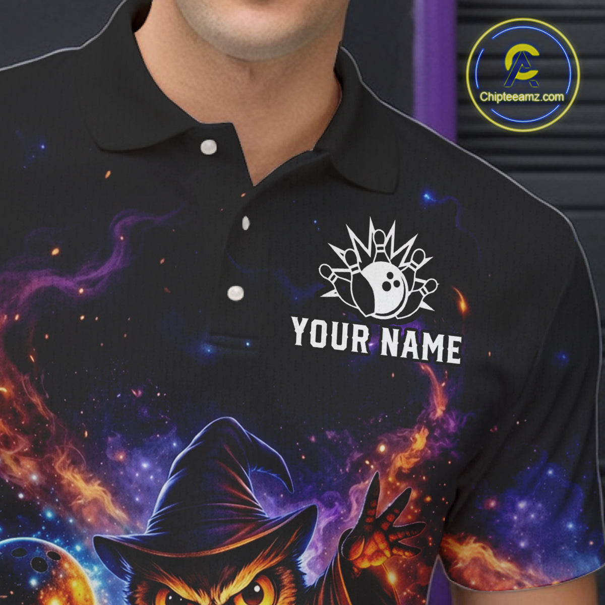 Custom Witch Owl Bowling Team Shirt Funny Bowling League Jersey Outfit for Men QZT864