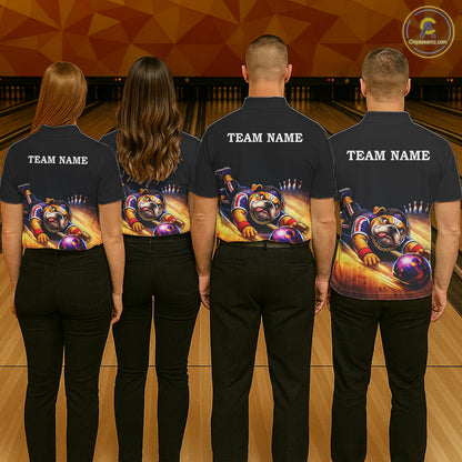 Funny Bulldog Bowling Shirt for Team Custom Polo & 1/4 Zip Bowling Jersey for Men QZT913