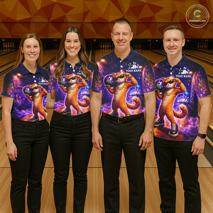 Custom Graffiti Funny Cat Bowling Shirt for Women Bowling League Jersey Polo & Quarter-Zip Bowling Outfit QZT919
