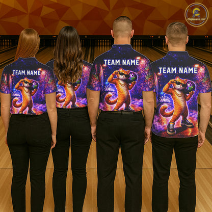 Custom Graffiti Funny Cat Bowling Shirt for Women Bowling League Jersey Polo & Quarter-Zip Bowling Outfit QZT919