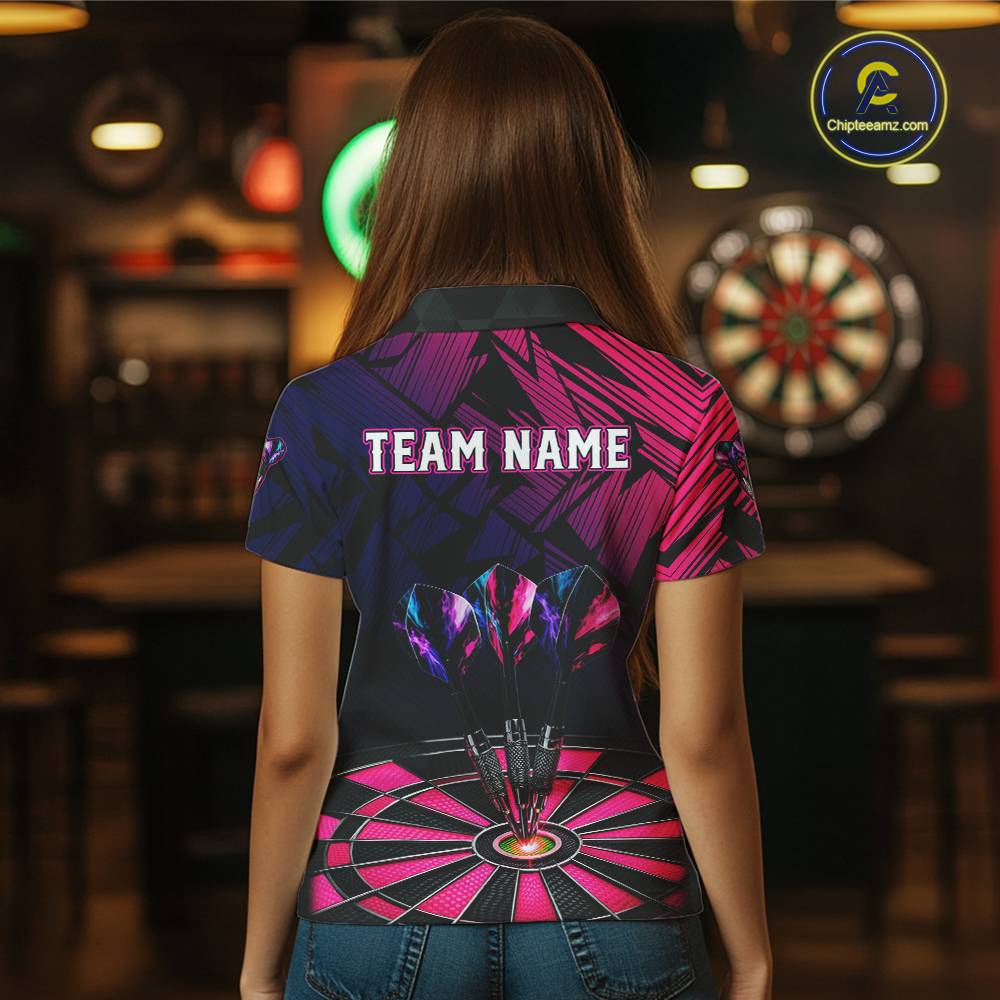 Personalized Pink Dart Shirt for Women Team Dart Jersey Dartboard Shirt Polo & Quarter-Zip DHT12