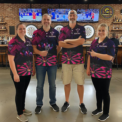 Personalized Pink Dart Shirt for Women Team Dart Jersey Dartboard Shirt Polo & Quarter-Zip DHT12