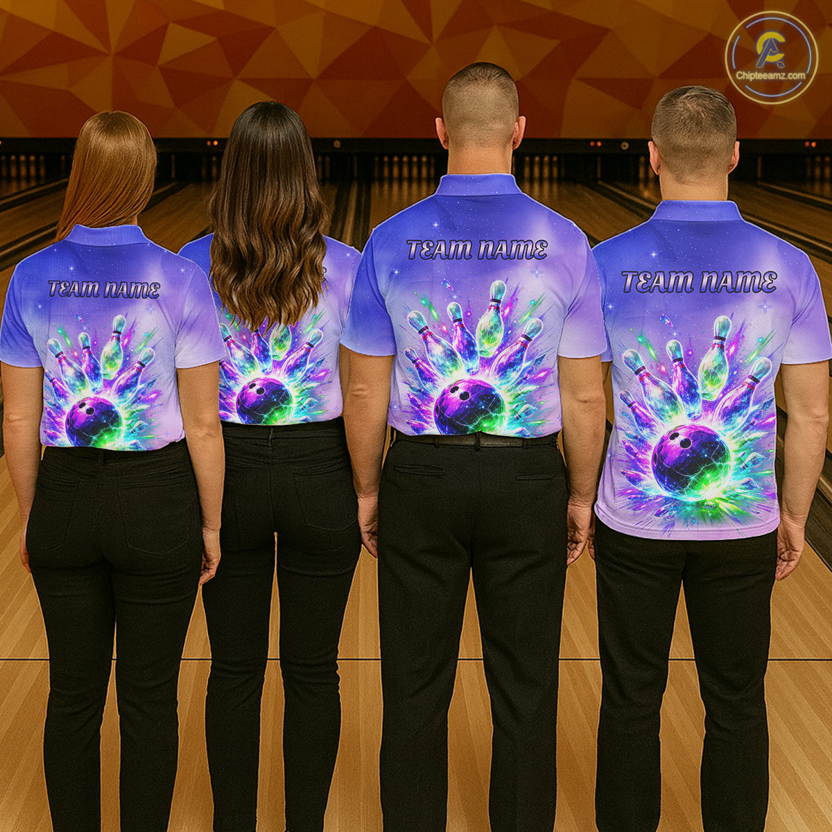 Custom Aurora Bowling Team Shirt Neon Glow Bowling Jersey Cosmic Galaxy Bowling Uniform for Women QZT966