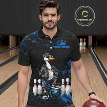Load image into Gallery viewer, Personalized Blue Funny Goose Bowling Team Shirt for Men Bowling League Jersey Polo &amp; 1/4-Zip QZT877