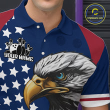 Load image into Gallery viewer, Custom US Flag Eagle Bowling Team Shirt for Men Bowling League Jersey Polo &amp; Quarter-Zip QZT816