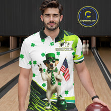 Load image into Gallery viewer, Custom Green Funny Golden Retriever Dog Bowling Shirt Samrock Pattern Bowling St. Patrick Day for Men QZT936