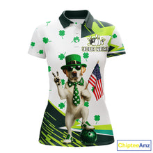 Load image into Gallery viewer, Custom Green Funny Golden Retriever Dog Bowling Shirt Samrock Pattern Bowling St. Patrick Day for Women QZT936