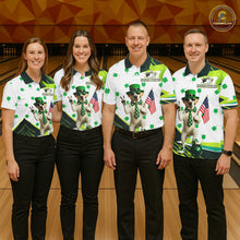 Load image into Gallery viewer, Custom Green Funny Golden Retriever Dog Bowling Shirt Samrock Pattern Bowling St. Patrick Day for Men QZT936