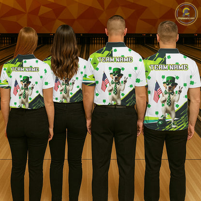 Custom Green Funny Golden Retriever Dog Bowling Shirt Samrock Pattern Bowling St. Patrick Day for Women QZT936