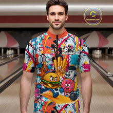 Load image into Gallery viewer, Custom Graffiti Funny Fast Food Bowling Shirt Bowling Team Jersey for Men Bowling Outfit QZT798