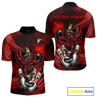 Red and black sports jersey with a crawfish design, customizable text, and Chiptee Amz branding.
