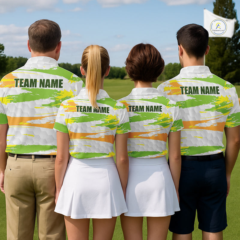 Mens Golf Polo Shirt Custom Name Green Pattern Golf Shirts Custom Golf Clubs For Team Golf Top NHN0020