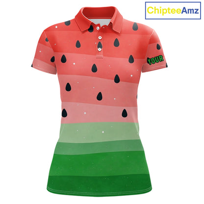 Watermelon Polo Shirt, Funny Womens Golf Polo Shirts Custom Golf Attire For Ladies, Golf Gifts NHN0152