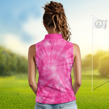 Pink Breast Cancer Golf Shirt Custom Womens Sleeveless Golf Polo Shirt Cancer Awareness, Golf Gifts NHN0153