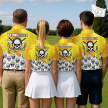 Load image into Gallery viewer, Beer Skull Womens Golf Polo Shirt Custom Name Funny Team Golf Tops For Ladies, Golfer Gifts NHN0166