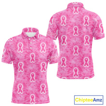 Load image into Gallery viewer, Pink Breast Cancer Golf Shirt Custom Name Tie Dye Mens Golf Polo Shirt Personalized Golf Gifts NHN0188