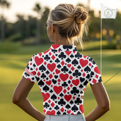 Poker Womens Golf Polo Shirt Custom Name Funny Golf Top For Team, Golfer Gift For Ladies NHN0189