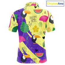 Load image into Gallery viewer, Funny Mens Golf Polo Shirt Custom Tropical Summer Pattern Flamingo Golf Shirts For Men NHN0195