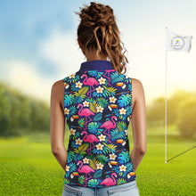 Load image into Gallery viewer, Funny Womens Sleeveless Golf Polo Shirt Custom Tropical Golden Retriever Golf Shirt, Dog Lover Gift NHN0196