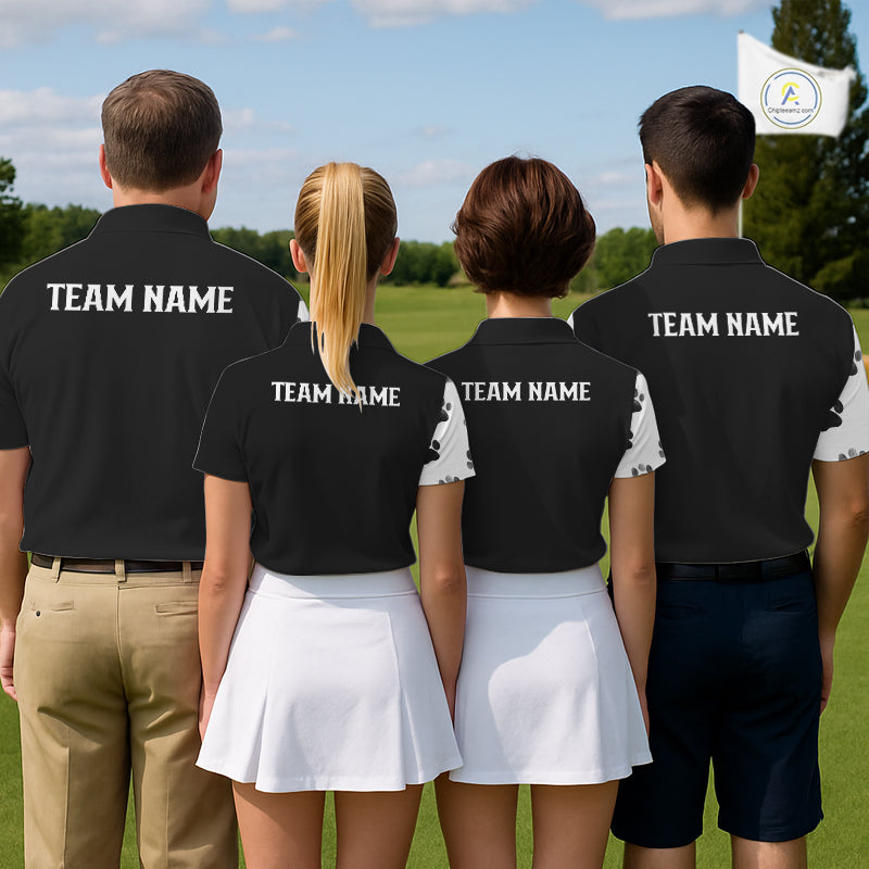 Funny Mens Golf Polo Shirt Black & White Pattern Golf Team Shirt Custom Golf Clubs, Dog Lover Gift NHN0066