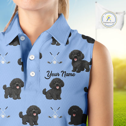 Womens Sleeveless Golf Polo Shirt Custom Funny Poodle Pattern Team Ladies Golf Tops, Dog Lover Gift NHN0208