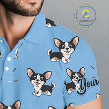 Load image into Gallery viewer, Mens Golf Polo Shirt Custom Funny Chihuahua Blue Pattern Team Mens Golf Top, Dog Lover Gift NHN0211