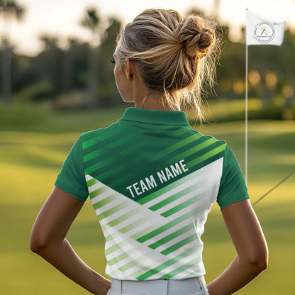 Green And White Womens Golf Polo Shirt Custom Name Golf Shirts For Team Personalized Golf Gifts NHN0097